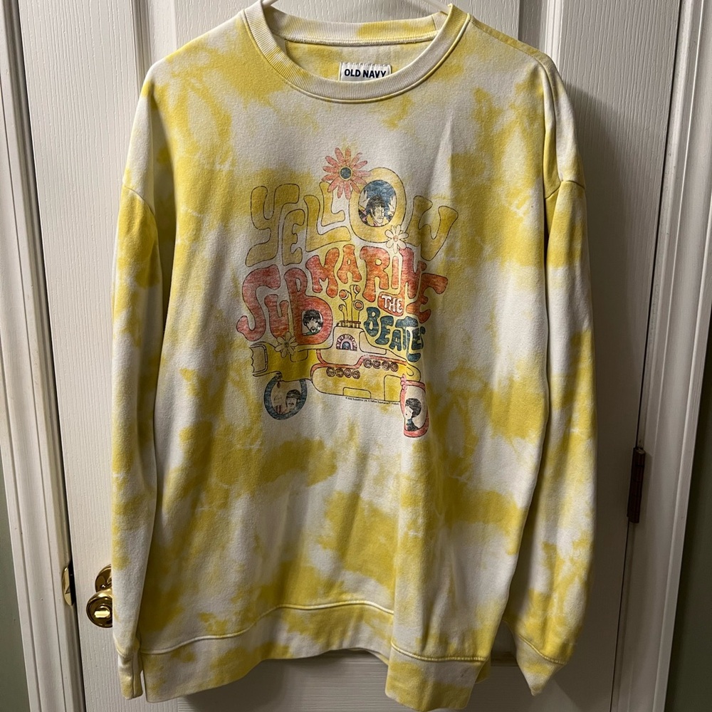 Old Navy Yellow and White Graphic Sweatshirt